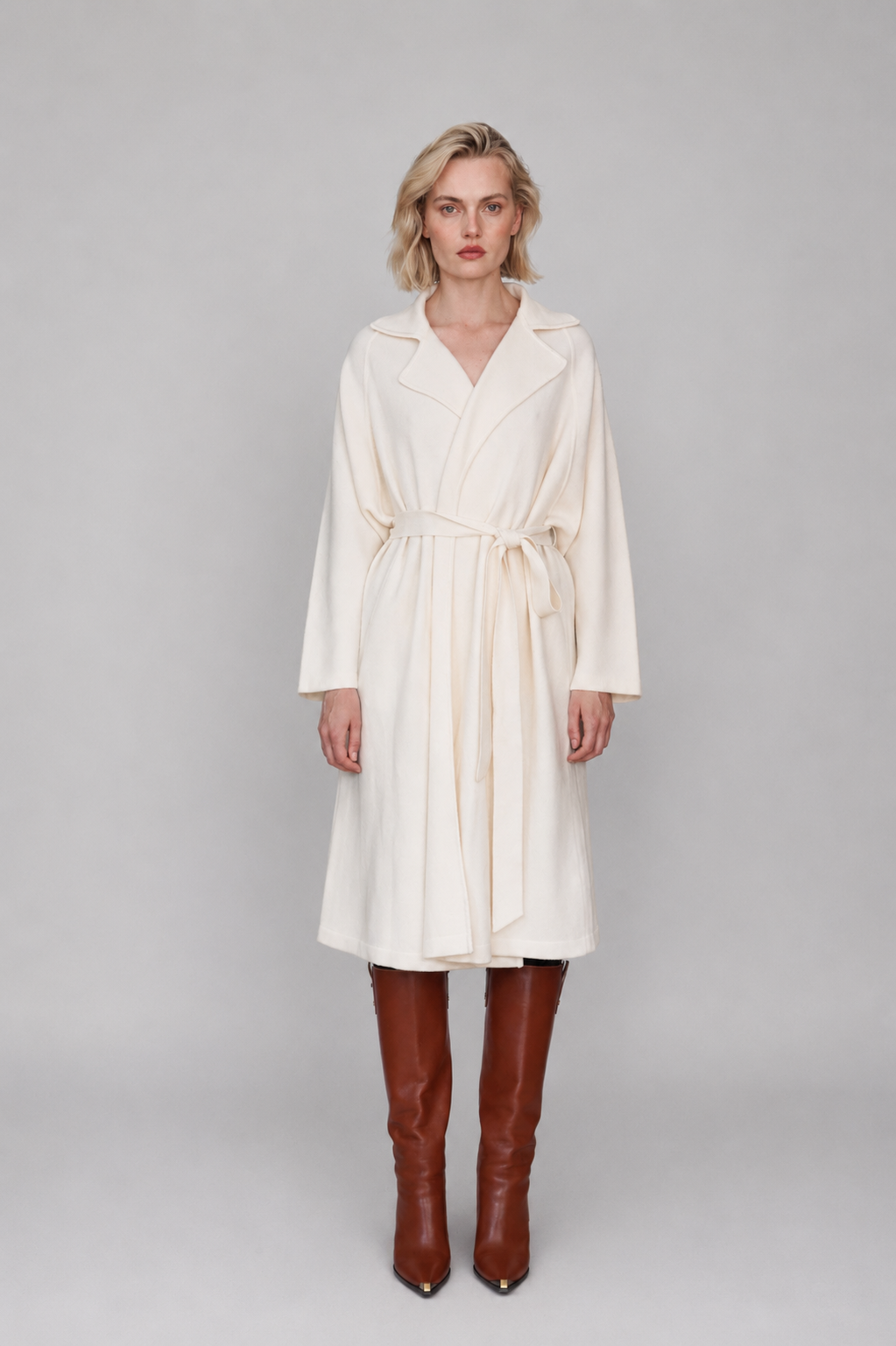 Kaschmirmantel aus 100 % Kaschmir in Off-White