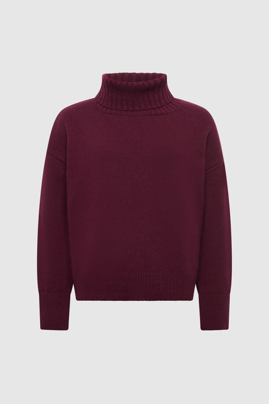 Oversize-Rollkragenpullover aus Kaschmir in Bordeaux