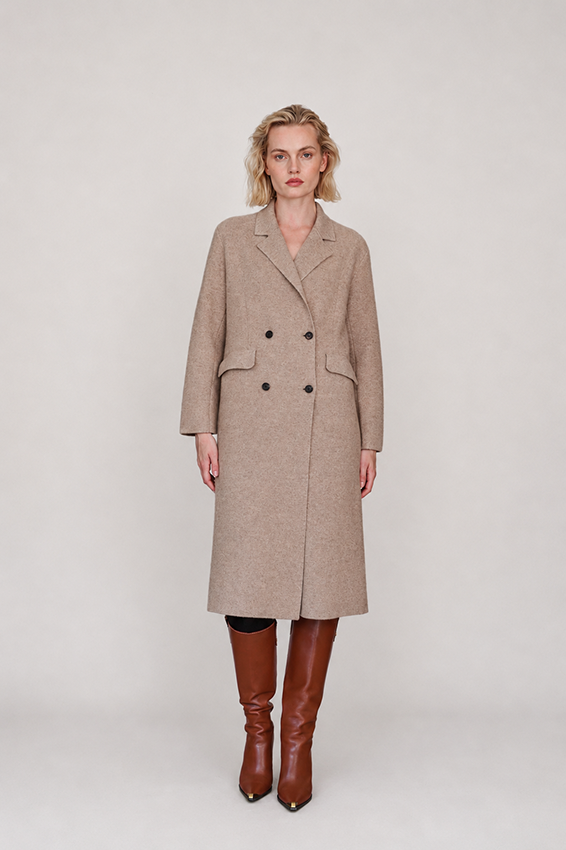 Kaschmirmantel in Creme-Melange