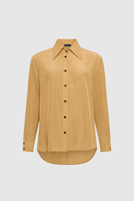 Oversize-Seidenbluse in Sand