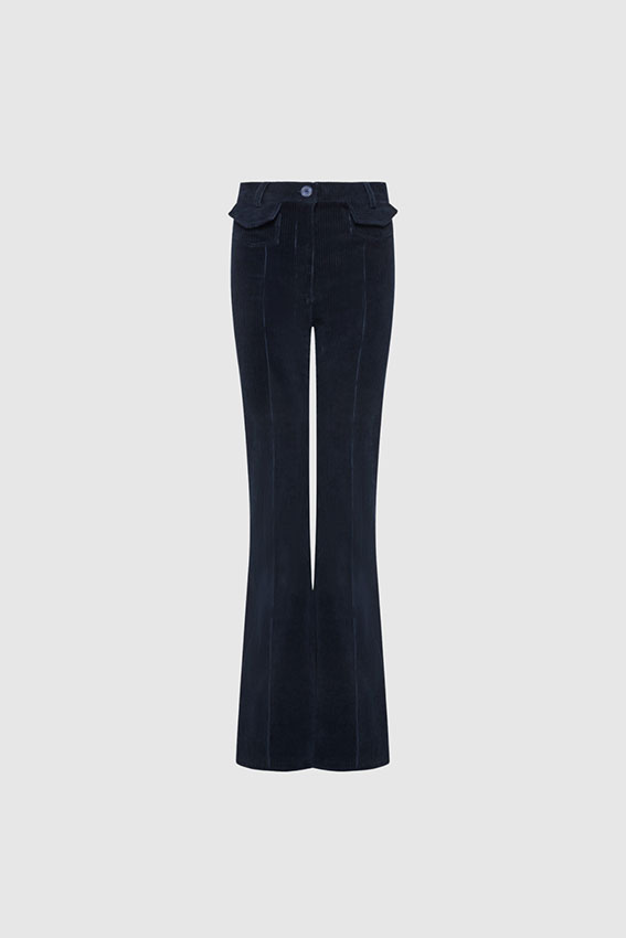 Cordhose mit gerader Silhouette in Dunkelblau