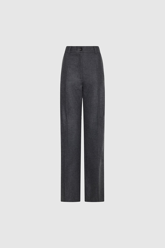 Hose aus Schurwollhose in Anthrazit Melange mit gerader Silhouette