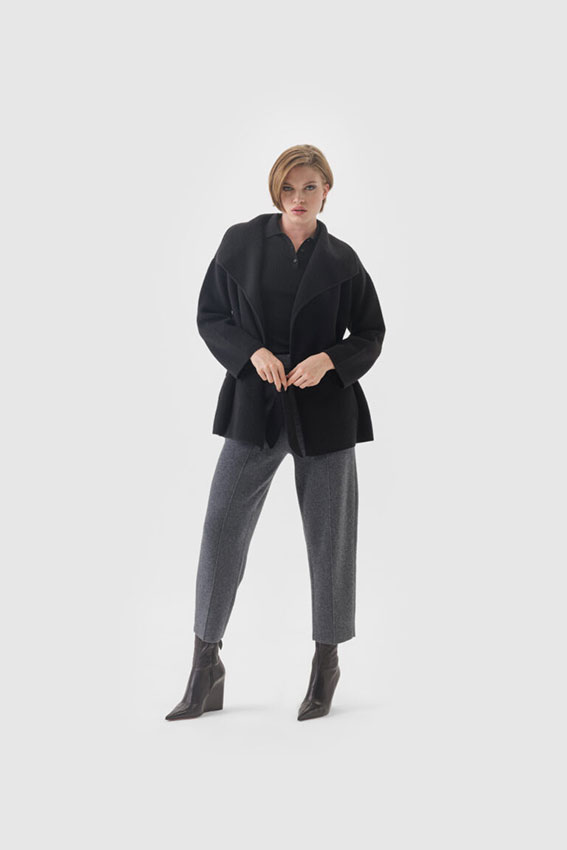 Jacke aus Kaschmir und Merinowolle in Schwarz
