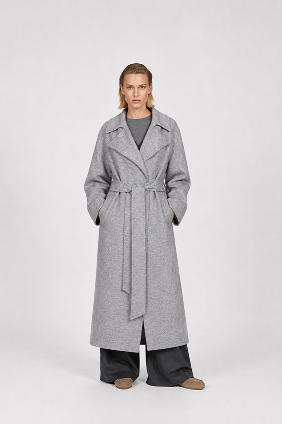 Woll-Trenchcoat in Steingrau